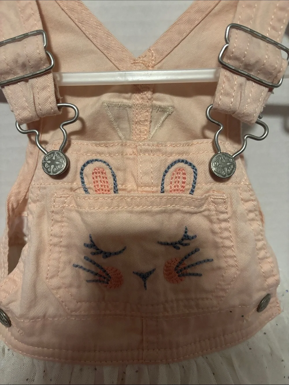OshKosh B'gosh Peach Overall Dress with White Sparkle Tulle